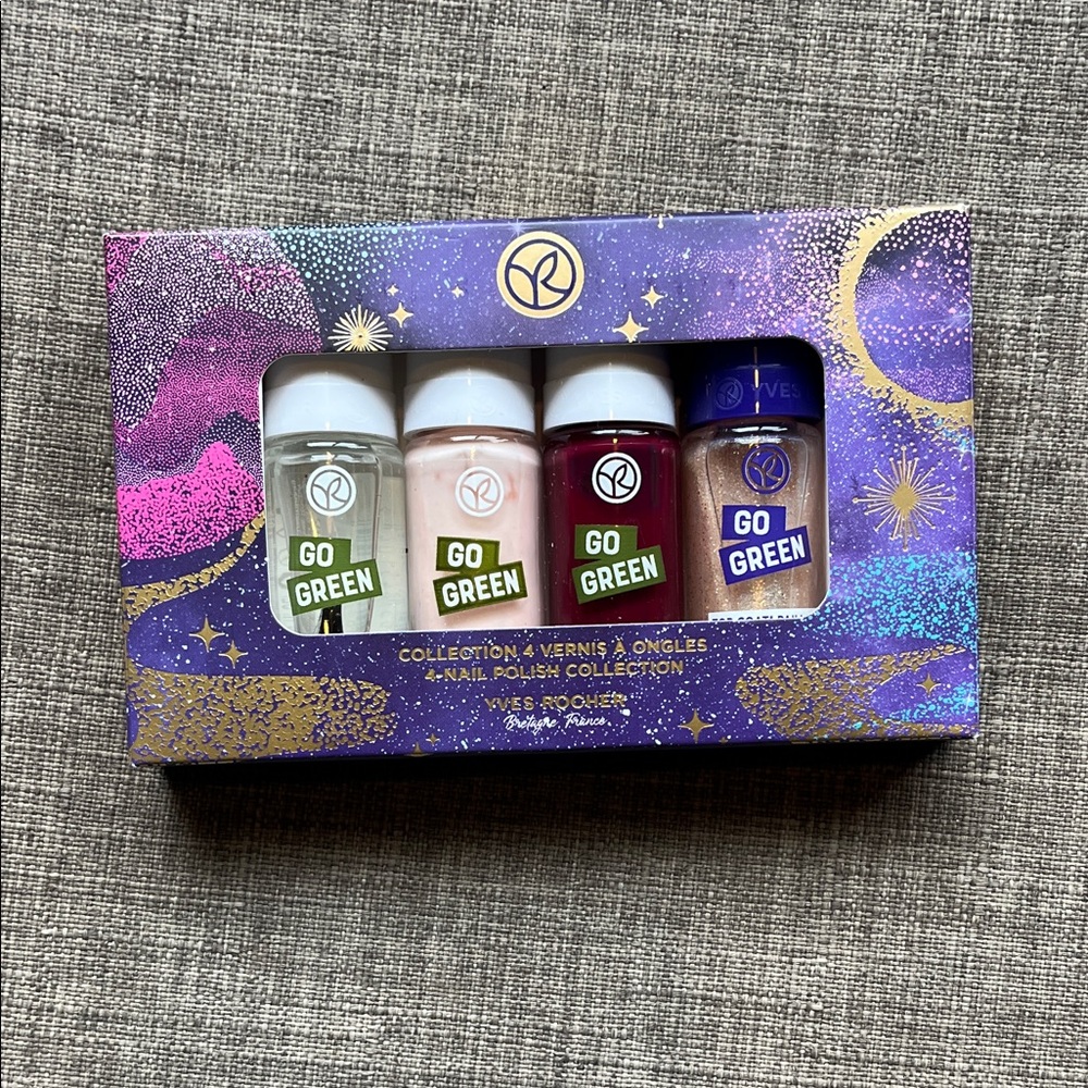 Yves Rocher 4 Piece Polish Set Base & Top Coat 2 Colors New/Unused